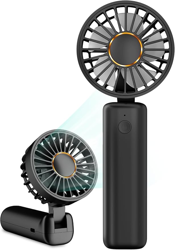 Portable Handheld Fan, Mini Desk Fan Foldable 2000mAh, 180° Ratotion, 3 Speeds, Ultra Quite, Up to 8H Long Use Time, Small Personal Cooling Fans Makeup Lash Fan for Women Girls by Hssio