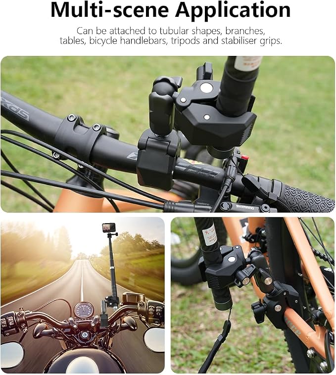 Motorcycle Bundle Kit Bike Handlebar Mount for Insta360 X5 X4 X3 Go 3S Ultra DJI Osmo 360 Nano Pocket 4 3 w 100cm Invisible Selfie Stick, Pole Clamp for Bicycle Seat Rail Tail Pipe Accessories - Image 6