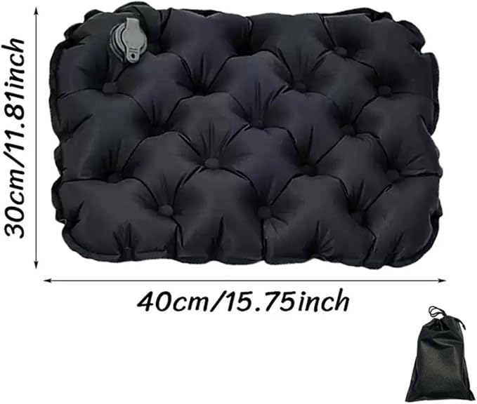 Inflatable Seat Cushion for Stadium, Camping, Travel, Office - Lightweight Waterproof Portable Air Seat Pad for Tailbone Relief & Comfort - Compact, Easy Inflate/Deflate Cushion (BlackA) - Image 6