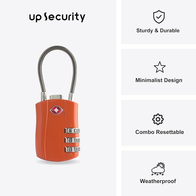 Luggage Locks TSA Approved, Small Padlock Combination, TSA Locks for Luggage, Suitcase, Travel Essentials, Combo Padlock with Cable, for Backpack, Bag, Zipper, Locker, Case, Box (2-Pack) - Image 2