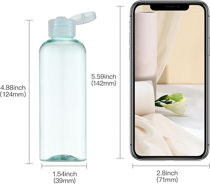 LISAPACK 3.4 oz Travel Bottles for Toiletries, Plastic Shampoo Containers | 5pcs small travel size dispenser, 100 ml squeeze tubes, leak proof, small empty for liquid, lotion, conditioner, soap, TSA - Image 5