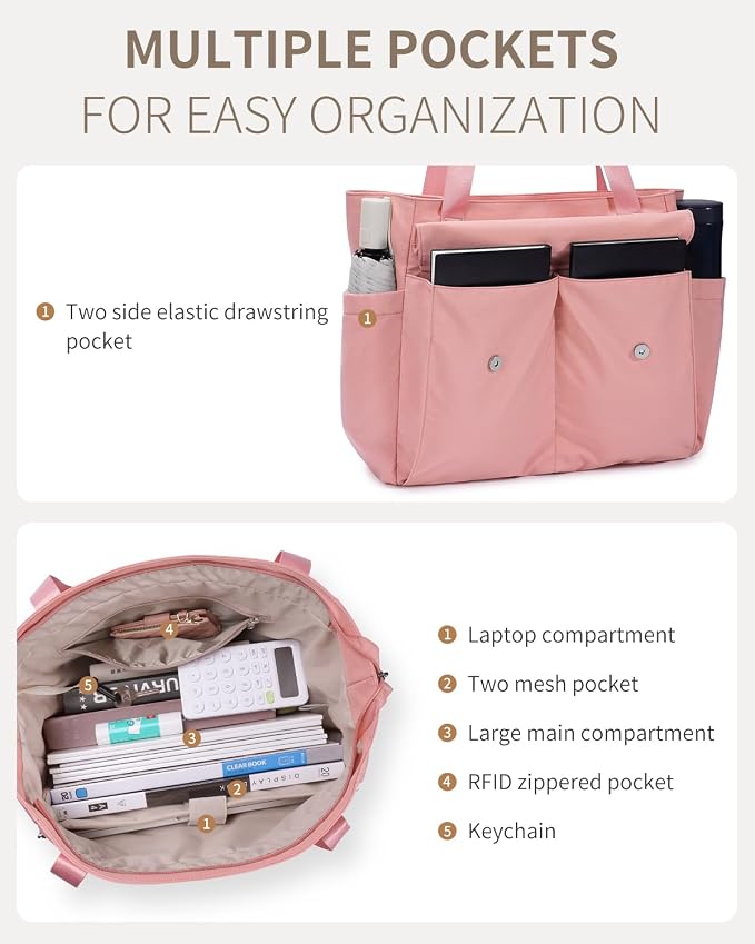 ECOHUB Tote Bag for Women Work Tote Bag with Laptop Compartments Lightweight Shoulder Bag Handbag for Travel College Teacher - Image 6