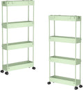 2-piece Set Slim Storage Cart 3 Tier,Bathroom Organizer Rolling Utility,Mobile Shelving Unit Slide Out for Office, Kitchen, Laundry Room & Narrow Places by Home