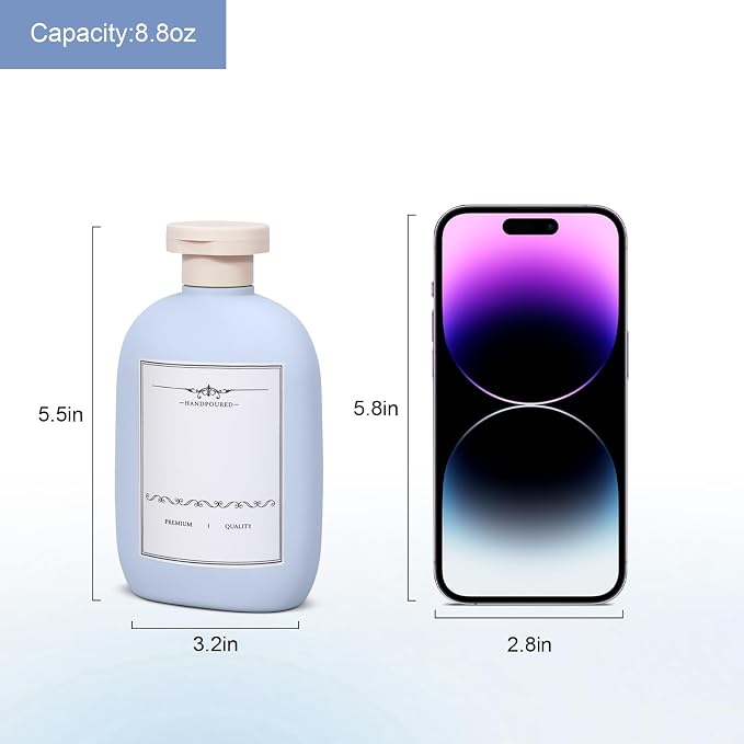8.8 oz Plastic Travel Shampoo Bottles, Empty Plastic Squeeze Bottles with Flip Cap for Toiletries, Leakage-proof Travel Shampoo and Conditioner Bottles (4 pack, BLUE) - Image 4