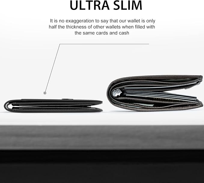 GSOIAX Slim Wallet for Men Rfid Blocking Leather Bifold Front Pocket Carbon Fiber Men's Money Clips Credit Card Holder With Gift Box - Image 2