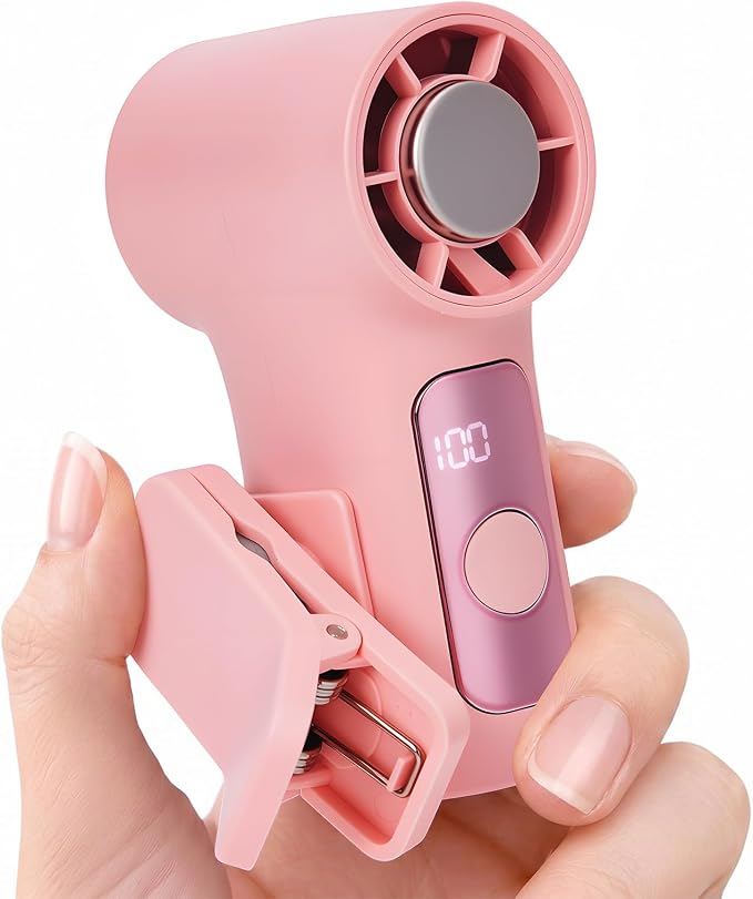 Clip-On Portable Fan Rechargeable Personal Handheld Mini Fan with LED Display Stroller Fan 360° Rotatable Small Bladeless Fan Clip on for Shirt 6-Speed For Outdoor & Travel & Office by Unknown