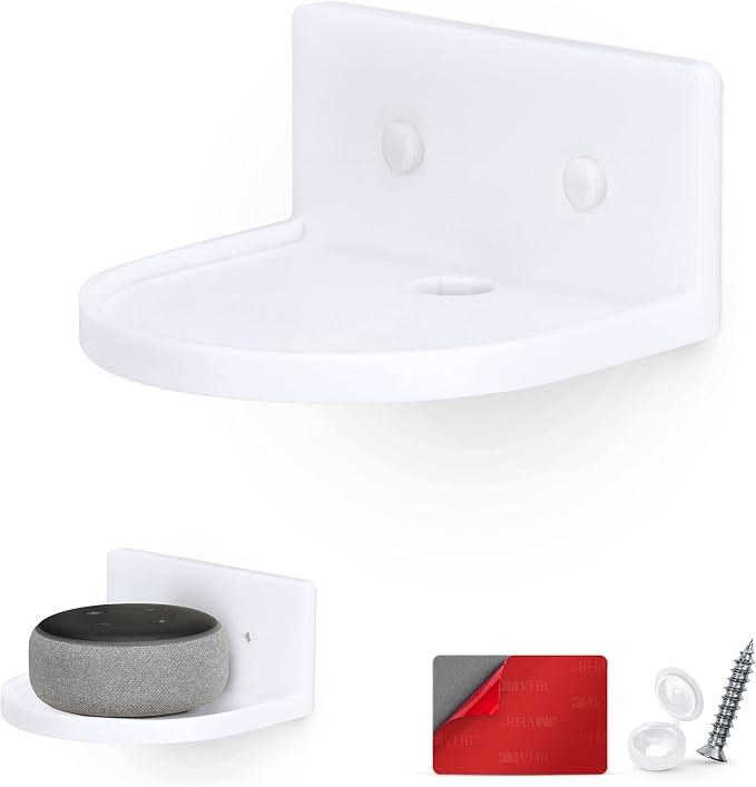 BRAINWAVZ 5” Small Floating Shelf, Adhesive & Screw in, for Bluetooth Speakers, Cameras, Plants, Books, Toys & More, Universal Shelves, Easy to Install Shelf CF2105 White by Brainwavz