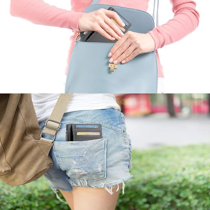 GH GOLD HORSE Slim RFID Blocking Card Holder Minimalist Leather Front Pocket Wallet for Women | Slim - Image 7