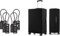 LUGGEX TSA Luggage Lock Bundle 4 Pack+Luggage Cover Protector for Suitcase 1 Pack, Travel Essentials Kit (Black) by LUGGEXLUGGAGE