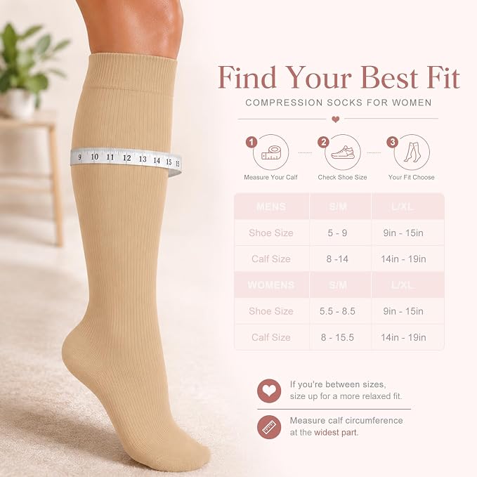 4 Pairs-Compression Socks for Women&Men Circulation-Best Support for Nurses,Running,Athletic - Image 7