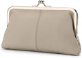 Women's Genuine Leather Wallet - Fashionable Kiss Lock Card Holder, Long Clutch Purse, Portable Large Capacity Travel Wallett (Gray) by Unknown