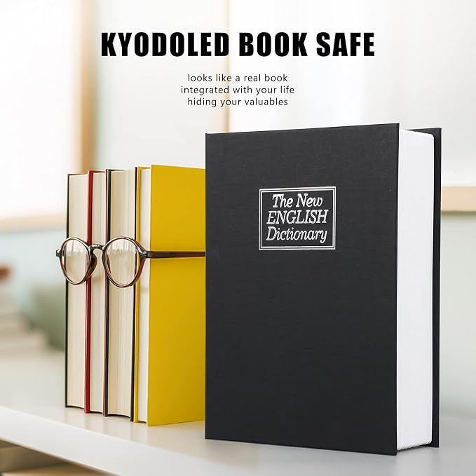 KYODOLED 10.5 Inch Diversion Book Safe with Key Lock, Secret Safe Metal Lock Box,Money Storage Collection Box,10.5" x 7.8" x 2.6" Black Extra Large - Image 6