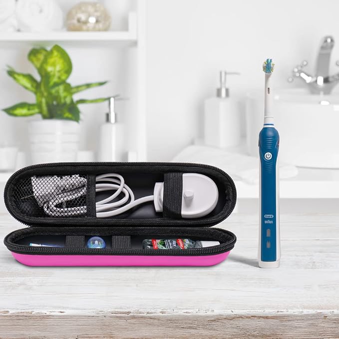 Nincha EVA Electric Toothbrush Case - Durable Hard Shell Travel Case with Mesh Pocket - Fits Most Powered Toothbrush Products (Pink) - Image 4