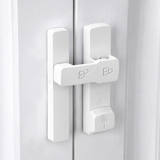 Matte White 180 Degree Barn Door Lock,Flip Gate Latches Hardware | Zinc Alloy Door Lock,Sliding Door Latches,for bedroom,drawer,pet enclosures,cabinet,garage,window - Image 4