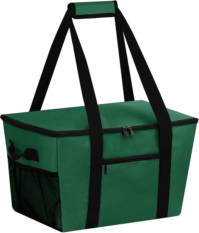 Reusable Grocery Bag – Expandable Insulated Cooler Bag with Bottom Board, Collapsible Insulated Shopping Bag with Zipper & Drawstring, Heavy Duty Tote Bag for Shopping, Delivery, Picnic, Beach by DSDCDJ