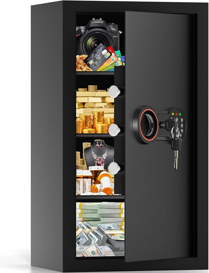 6.0 Cu Ft Large Safe Box for Home Use, 27.6"H Heavy Duty Home Safe | with Alarm System, Removable Shelves, Wall/Floor Mountable Anti-theft Security Safe for Money Jewelry Documents by BuildYourSafekeepingSystem