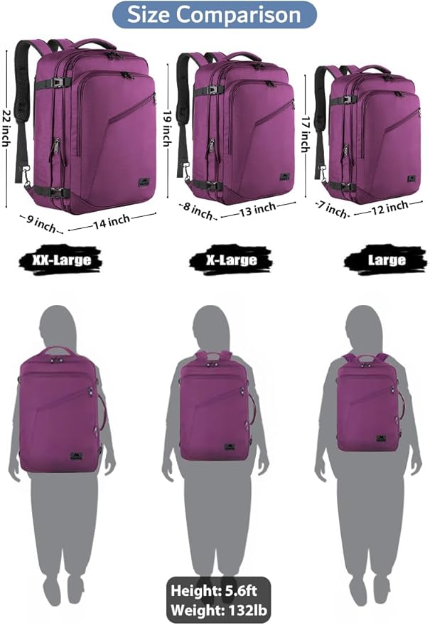 MATEIN Travel Backpack for Women, Expandable Carry on Daypack for Flight | Expandable Weekender Daypack, Airplane Approved, Large Capacity, Hidden Shoulder Strap, Water Resistant, Lightweight Suitcase - Image 4