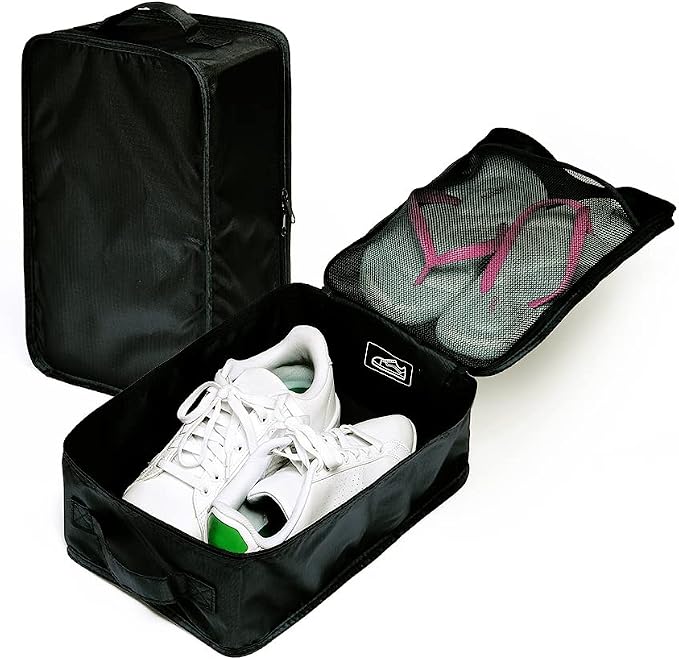 Travel Shoe Bags, Foldable Waterproof Shoe Pouches Organizer-Double Layer (4 Black Shoe Bags) - Image 5