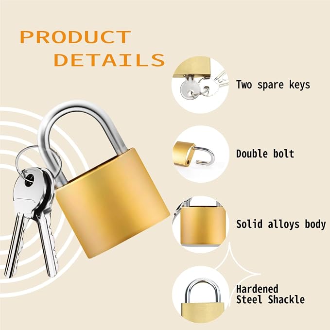 Luggage Locks with Keys, 20mm Small Padlock School Gym Locker Lock | Keyed Metal Pad Locks For Travel Baggage & Suitcases, 6 Pack - Image 2