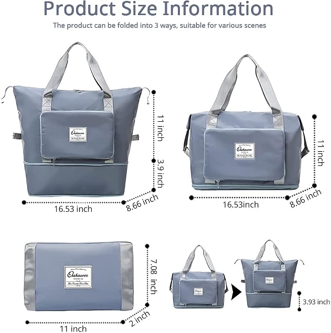 Large Capacity Foldable Travel Bag | Expandable Portable Carry on Bag Dry&Wet Separation Sports Duffel Bag - Image 2