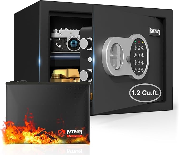 [ 1.2 Cu.ft. ]PATRON Fireproof Safe for Home,Digital Security Home Cabinet Safes for Money Cash Documents,Safe Box with Electronic Keypad,Removable Shelf for Office Business 1.2 Cu.ft. by Safeisourpromise%EF%BC%81
