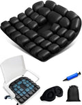 Inflatable Seat Cushion for Travel, 2" Thick Airplane Seat Cushion for Long Flights with Hand Pump & Included Eye Mask, Portable Air Chair Pad for Office, Car, Stadium & Wheelchair, 18.7"x17" by Unknown