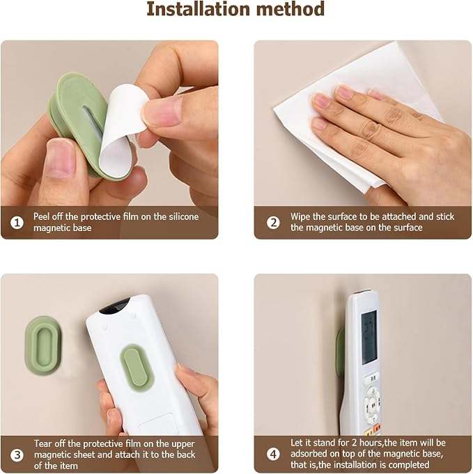 XYOFUN Magnetic Remote Control Holder Wall Mount - 4 Pcs Pink & Green | No Drill Self-Adhesive Organizer, For Air Conditioner & TV Remotes, Storage Caddy for Televisions Backside - Image 3