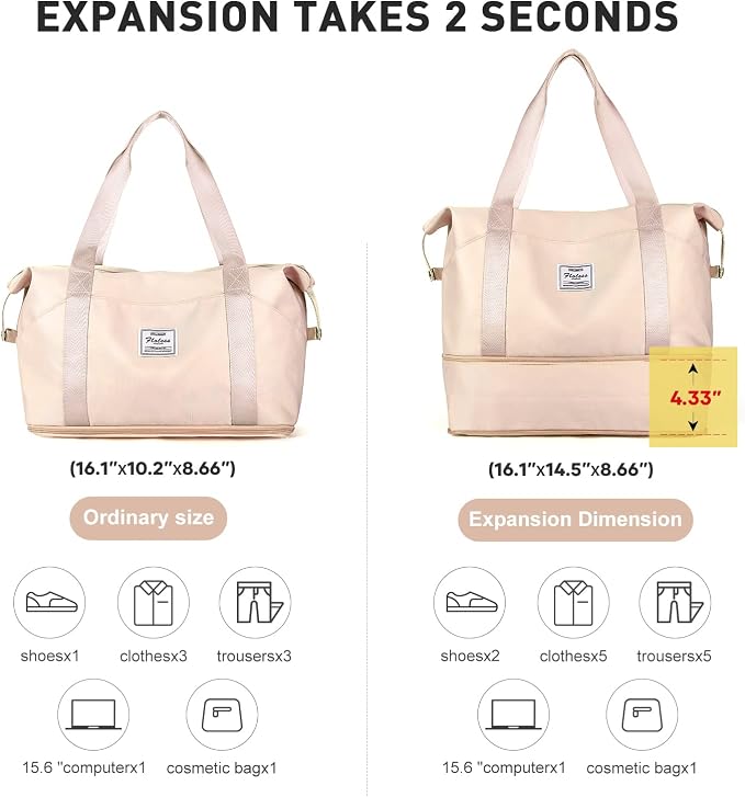 Travel Duffel Bag, Sports Tote Gym Bag, Shoulder Weekender Overnight Bag for Women - Image 4