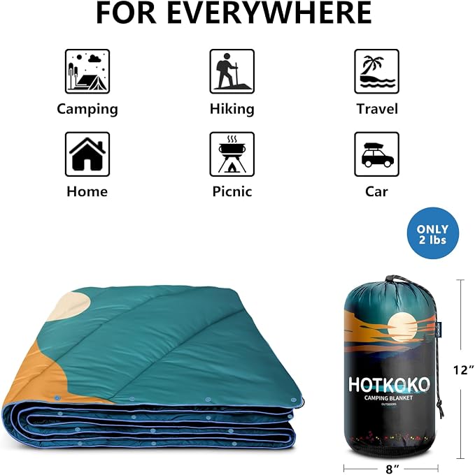 Puffy Camping Blanket,Large Camp Blanket Outdoor Camping Quilt Waterproof | Lightweight Printed Warm Packable Down Alternative Blanket for Camping,Traveling, Stadium, Hiking, Picnics - Image 7