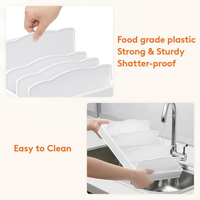 Lifewit Kitchen Cabinet Organizer for Food Contanier Lid with 7 Sections | Lid Holder with 6 Adjustable Dividers for Pantry Organizers and Storage, Home Drawer Organization, White, Large, 13" x 10" - Image 7