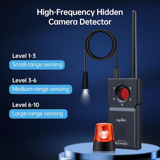 Multifunctional Hidden Camera Detector & GPS Detector With Silent Mode | Anti-spy Detector GPS 6 Modes，Bug Detector Listening Device Detector for Travel, Hotel, Car Privacy Protection with LED - Image 5