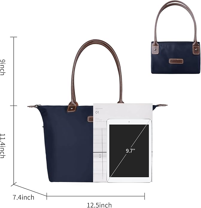 Tote Bags for Women, Foldable Tote Bag with Zipper Top-Handle Purse Waterproof Shoulder Hobo bags Handbags for Travel - Image 3