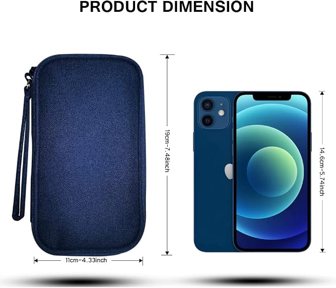 Electronics Organizer Bag Pouch Cable Charger Case Travel Shockproof Cord Carrying Case for Earphone Powerbank USB Hard Drive SD Card (Navy) - Image 2