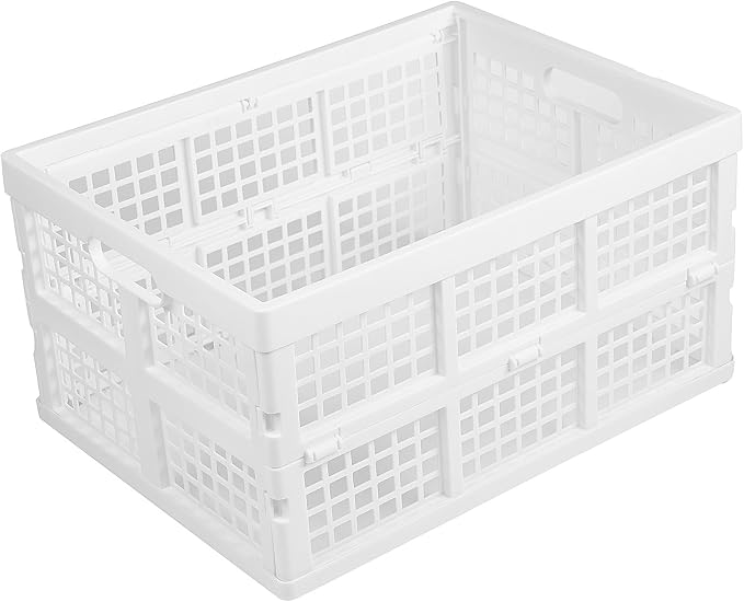 Aebeky 3-Pack Plastic Collapsible Storage Crates-30L,Foldable Plastic Crates for Storage (White) - Image 2