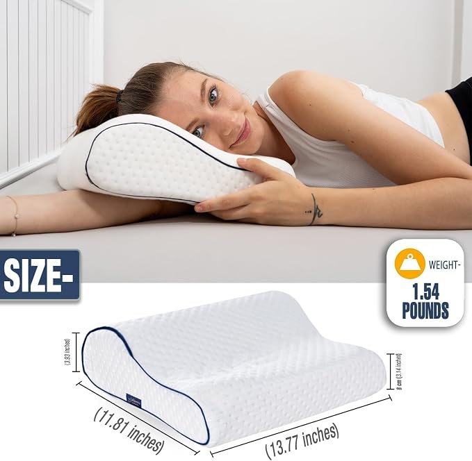 alkamto Travel & Camping Comfortable Memory Foam Pillow – Easy to Carry Portable Bag – Temperature Regulating Pillow Case (White Contour) - Image 2