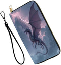 Women's RFID Blocking PU Leather Zip-Around Wallet, Large Capacity Clutch with Phone Holder, Travel Purse & Card Organizer with Removable Wristlet,Purple Dragon by Unknown