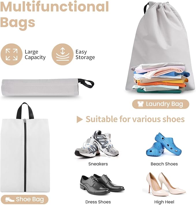 Compression Packing Cubes for Travel, Lightweight Vacation Travel Essentials, Travel Accessories for Suitcase Organizer Bags Set, Durable Luggage Organizer - Image 6