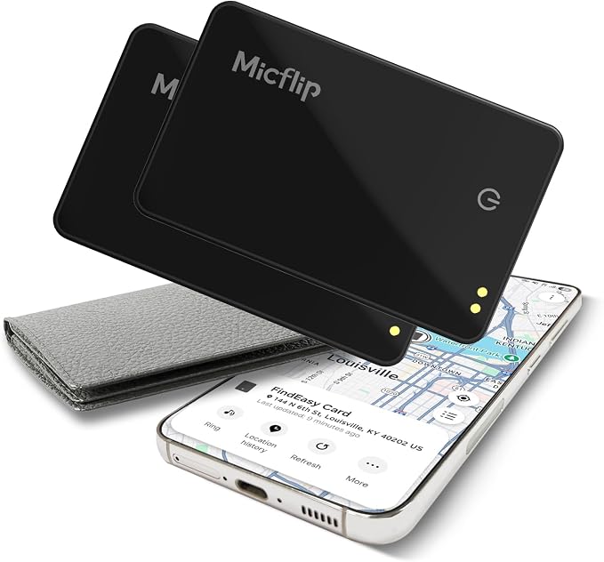 Wallet Tracker Card, Only for Samsung SmartThings, 2Pack | 0.08in ultra-thin rechargeable,Samsung certified,premium smooth glass surface, ideal for wallets, passports, luggage & keys by MICFLIP