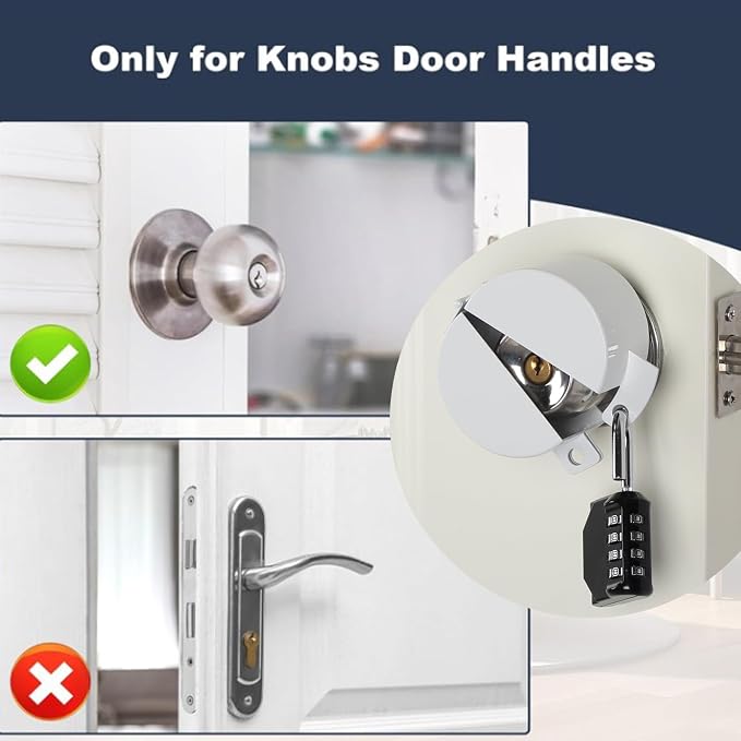 Door Knob Lock Out Device, Metallic White，Without Drilling(Password Lock) Door Handle Lock,Cover to Disable The Doorknob/Faucet, Prevents Turning of Door Knob and Access to Keyhole，Childproof - Image 4