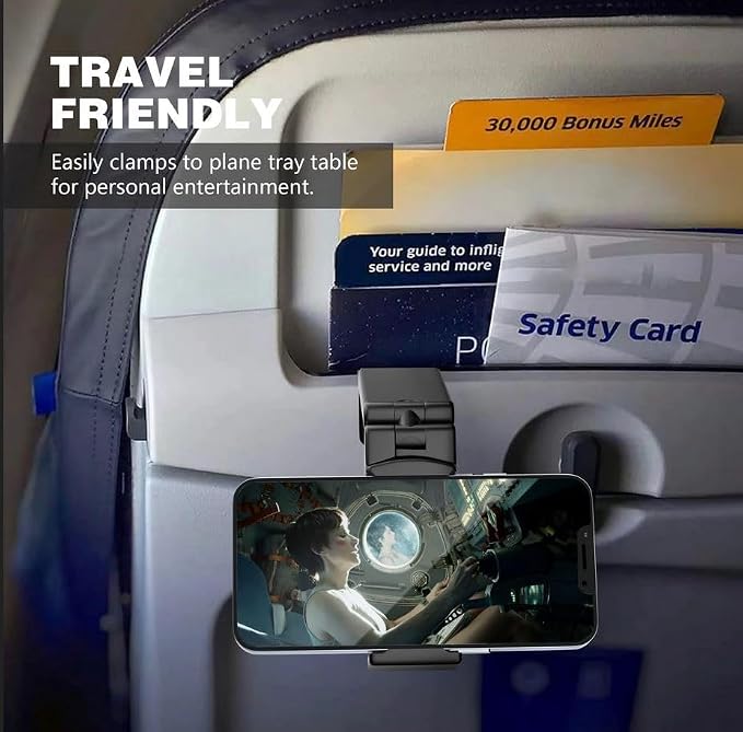 Perilogics Universal in Flight Airplane Phone Holder Mount. Hands Free Viewing with Multi-Directional Dual 360 Degree Rotation. Pocket Size Must Have Airplane Travel Essential Accessory for Flying - Image 10