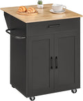 MAHANCRIS Kitchen Island on Wheels with Drop Leaf, Folding Countertop Kitchen Island Cart, Kitchen Islands Table with Towel Rack, Drawer, for Kitchen, Dining Room, Black and Natural KINB12501 by MAHANCRIS