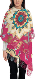 IBILIU Oversize Scarf for Women Floral Flower Purple Prune Color Scarf Tassel Scarves Fall Winter Shawl Wraps - 77.6 x 28.3in by IBILIU