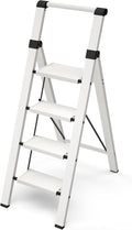 Taranta 4 Step Ladder,Lightweight Aluminum Step Stool Foldable -White | Lightweight Folding Ladder with Handgrip,Wide Top Pedal,330lbs Capacity Stepladder for Home,Office,Kitchen by TARANTA
