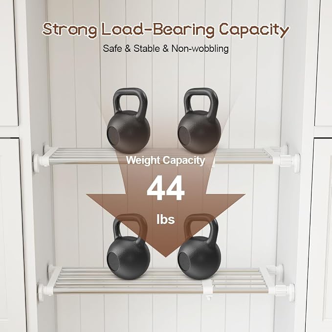 Tension Shelf Expandable Rod, Adjustable Closet Tension Shelves | Clothes Tension Shelf DIY Garage Bathroom Kitchen Storage Organizer Shoe Rack, Plant Stand, Bookshelf - Image 3