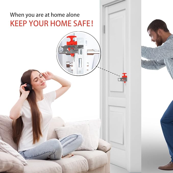 2 Pack Portable Door Lock for Travel - Improved Security Device for Hotel, Apartment - Perfect for Traveling (Two Kinds of Doorstops) - Image 7