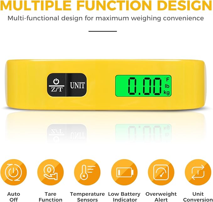BAGAIL Digital Luggage Scale, 110lbs Hanging Baggage Scale with Backlit LCD Display, Portable Suitcase Weighing Scale, Travel Luggage Weight Scale with Hook, Strong Straps for Travelers - Image 3