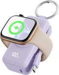 INIU SnapGo Portable Charger, 5000mAh Mini Power Bank for Apple Watch, Purple | 20W Fast Charging, Travel Keychain, Built-in USB-C Cable, Flight-Safe, Battery Pack for Apple Watch, iPhone 17 etc, Purple by INIU