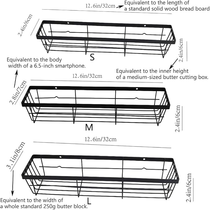 3PCS Cabinet Door Organizer,Self Adhesive Kitchen Cabinet Organizer,Over the Door Organizer Storage Box,metal Pantry Door Organizer,Storage shelf rv must haves. (Blackiron) - Image 6