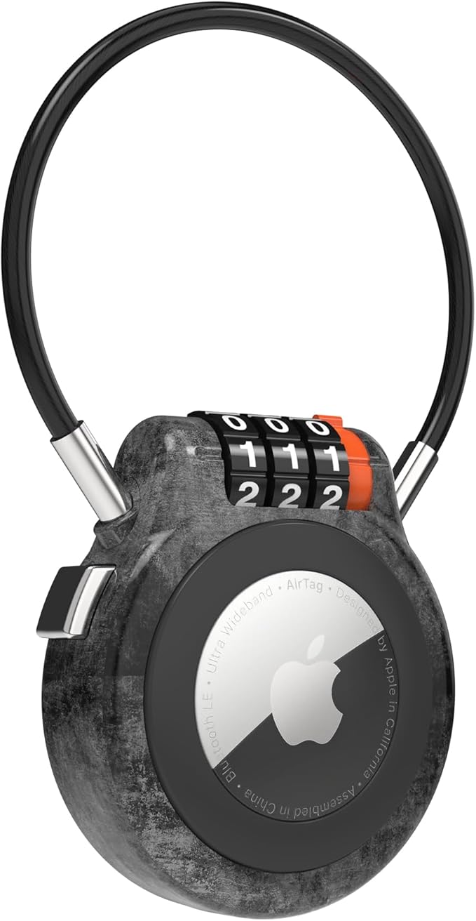 AirTag Holder with Combination Lock, Metal AirTag Lock Case Compatible with Apple Finder, Secure Tracker Tag Case Mount for Luggage, Suitcase, Backpack, Car, Outdoor Travel Gear Tracking by SpecializeinCombinationLock