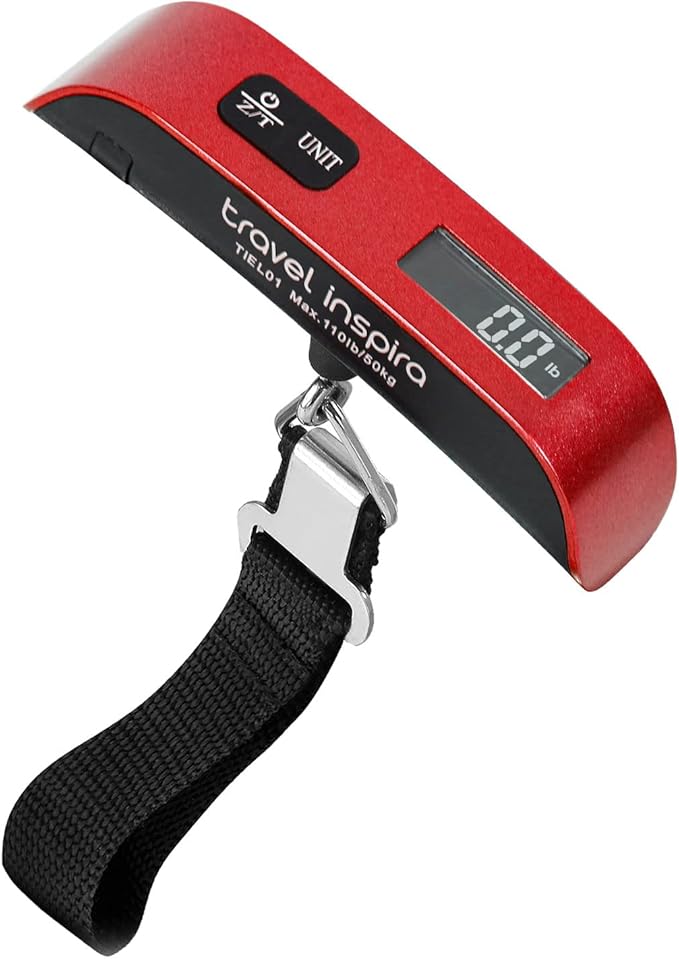 travel inspira Luggage Scale, Portable Digital Hanging Baggage Scale for Travel, Suitcase Weight Scale with Rubber Paint, 110 Pounds, Battery Included by TravelInspira